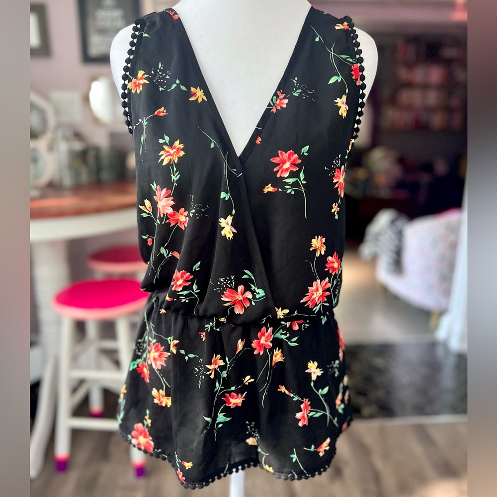 Sienna Sky Black Red and Yellow Floral Tank